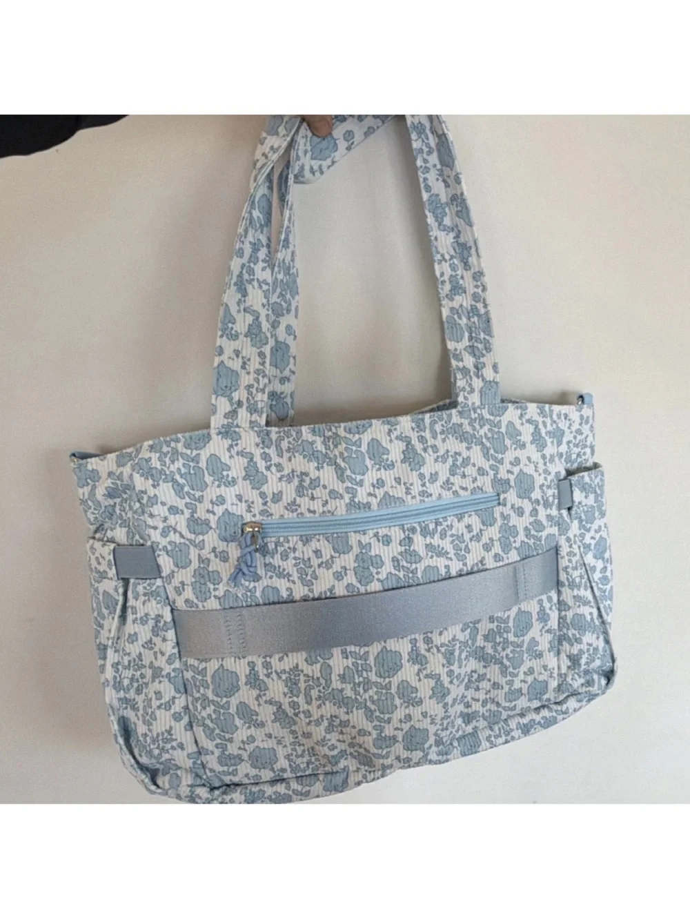 Light Blue Floral Tote Bag - Unbranded